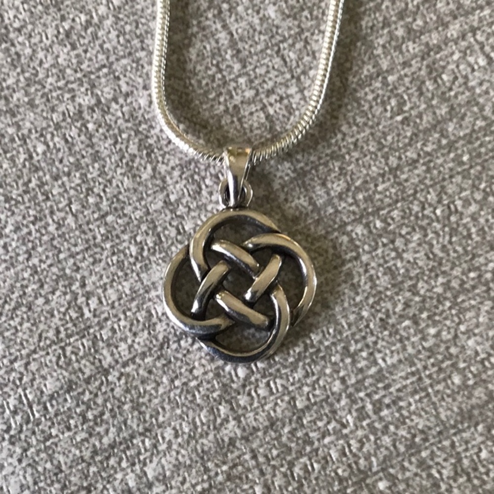 Sterling silver Celtic knot scroll pendant